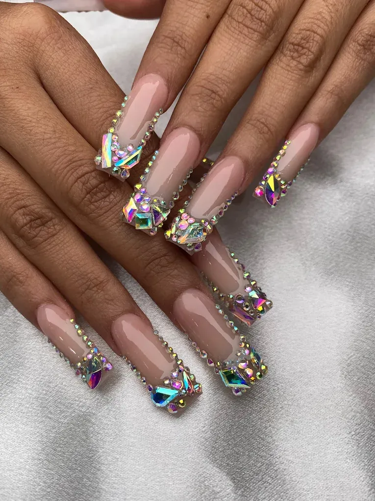 Crystal-studded long nails