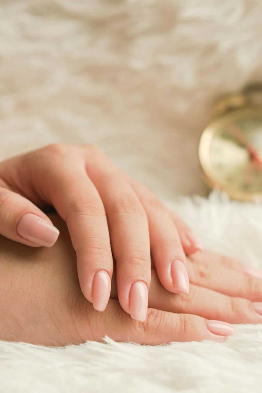 Nude almond manicure